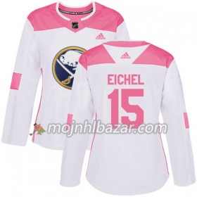 Dresovi Buffalo Sabres Jack Eichel 15 Adidas 2017-2018 Bijela Narančasta Fashion Authentic - Ženska